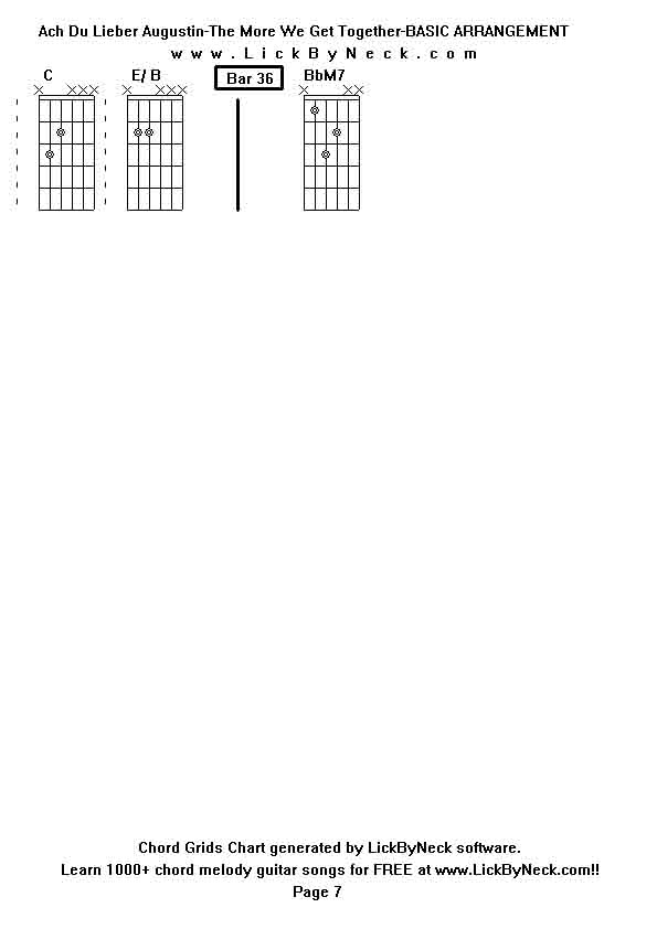 Chord Grids Chart of chord melody fingerstyle guitar song-Ach Du Lieber Augustin-The More We Get Together-BASIC ARRANGEMENT,generated by LickByNeck software.